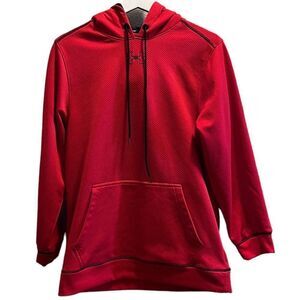 Under Armour Hoodie Mens Red And Black Loose Fit Thermal Sweatshirt Size Small